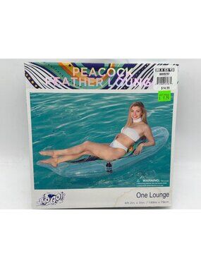 Peacock Feather Inflatable Pool Lounge With Cup Holder 6ft.2in. x 31in. Bestway